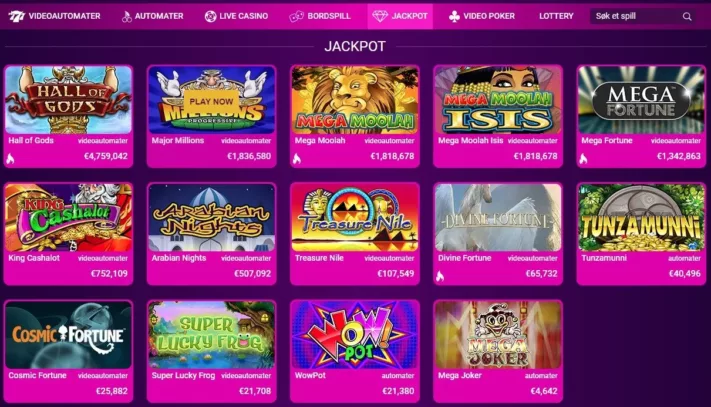 jackpotspill hos nobonus casino