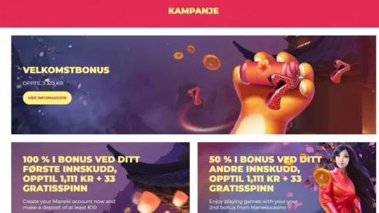 kampanjer hos maneki casino
