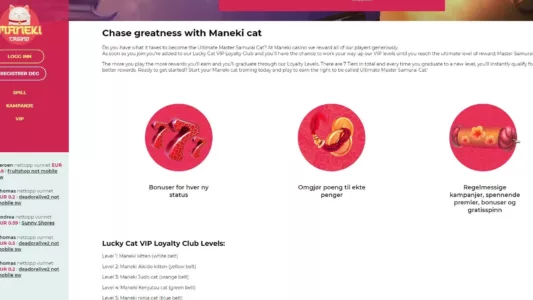 vip program hos maneki casino