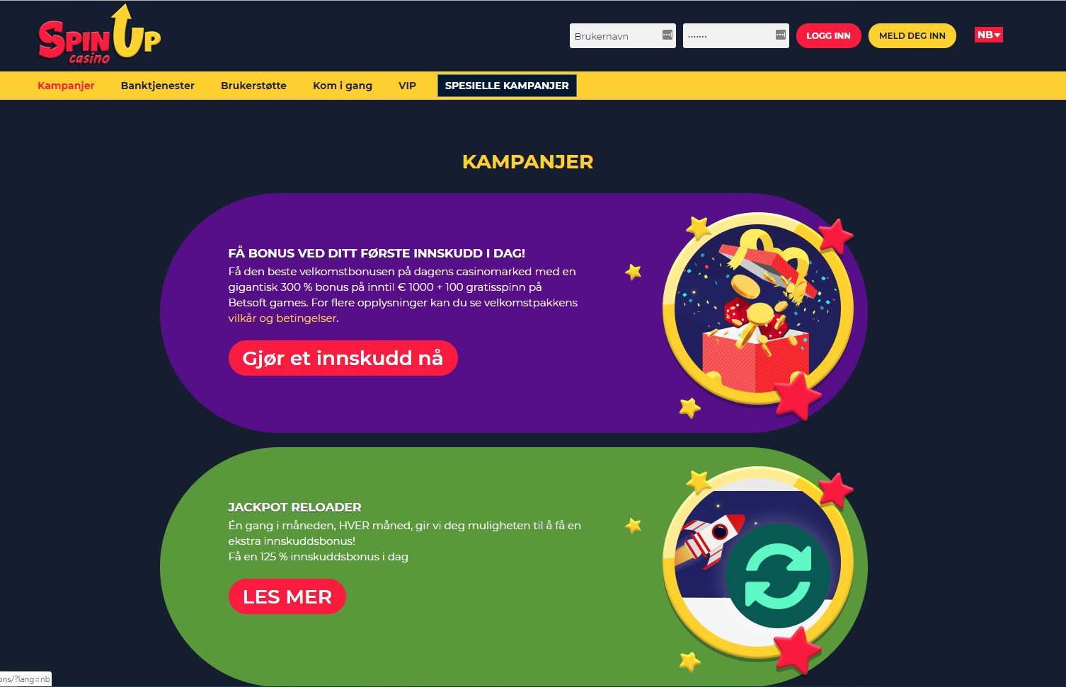 spinup casino kampanjer