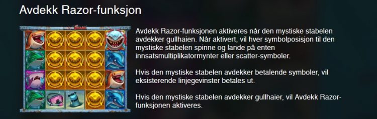 funksjon i shark razor fra push gaming