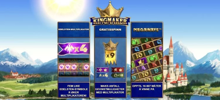 kingmaker megaways spilleautomat funksjoner