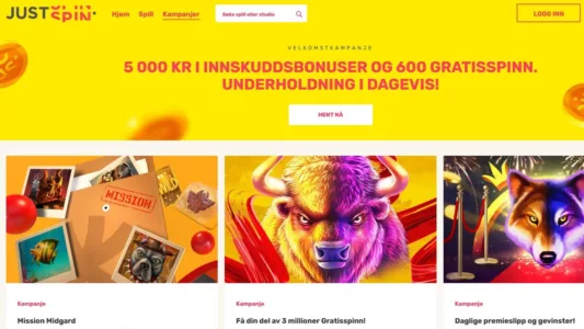 justspin casino norge bonus