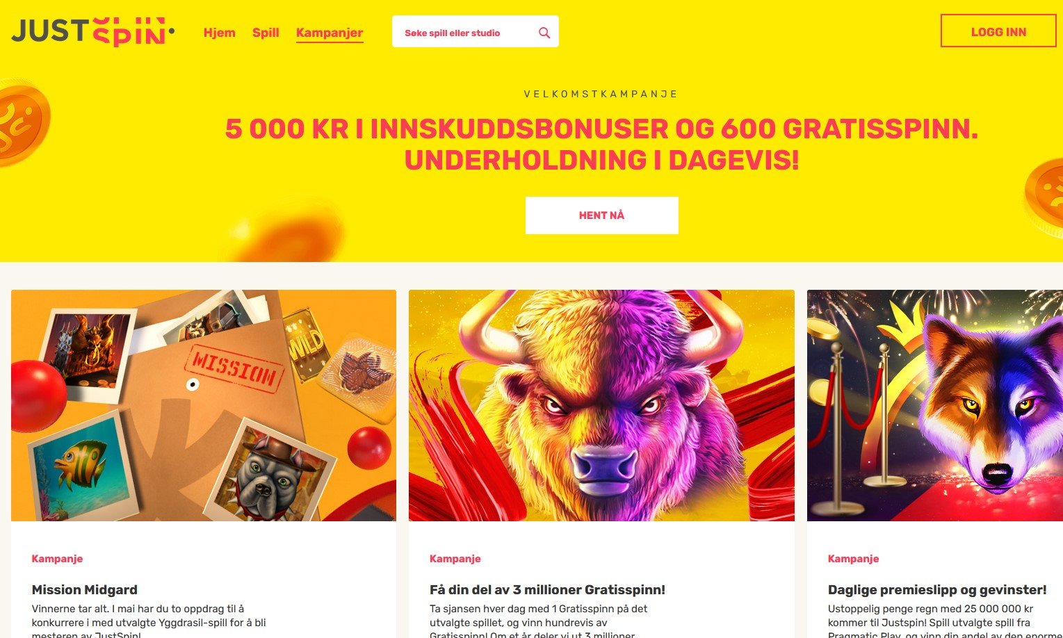 justspin casino norge bonus