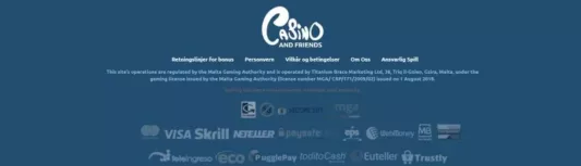 Casino and friends betalingsmetoder