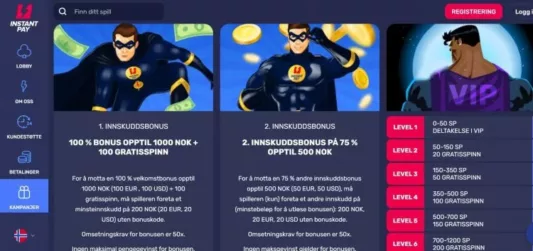 instantpay casino kampanjer og bonuser