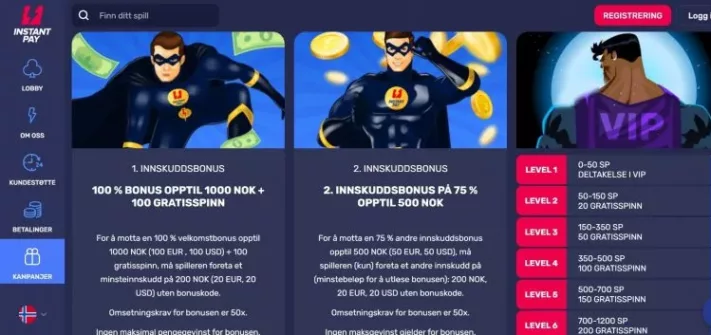 instantpay casino kampanjer og bonuser