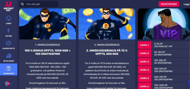instantpay casino kampanjer og bonuser