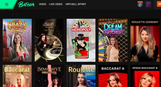 betinia live casino