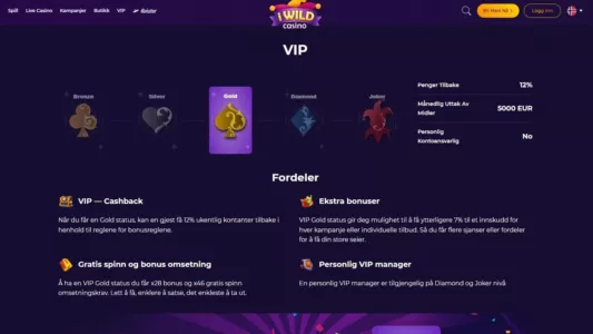 iwild casino norge vip program