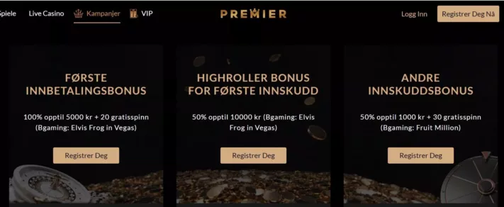 premier casino kampanjer og tilbud