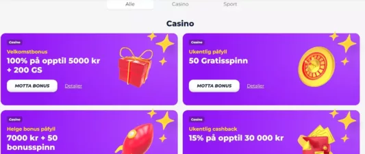 greatwin casino norge bonuser