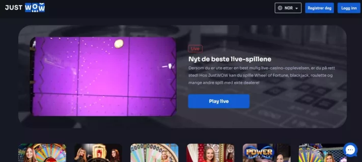 justwow casino norge live spill