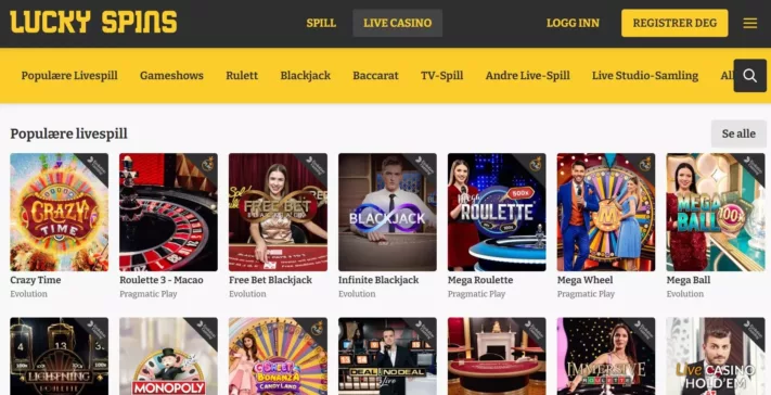 lucky spins casino omtale norge live spill