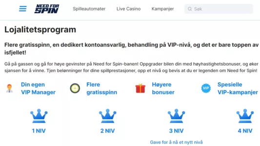need for spin lojalitetsprogram norge