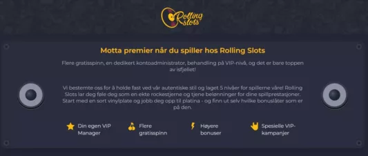 rolling slots casino norge vip program