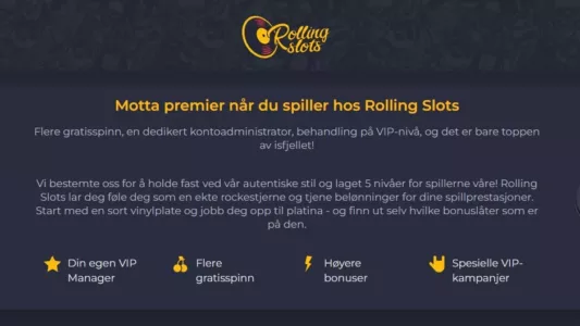 rolling slots casino norge vip program
