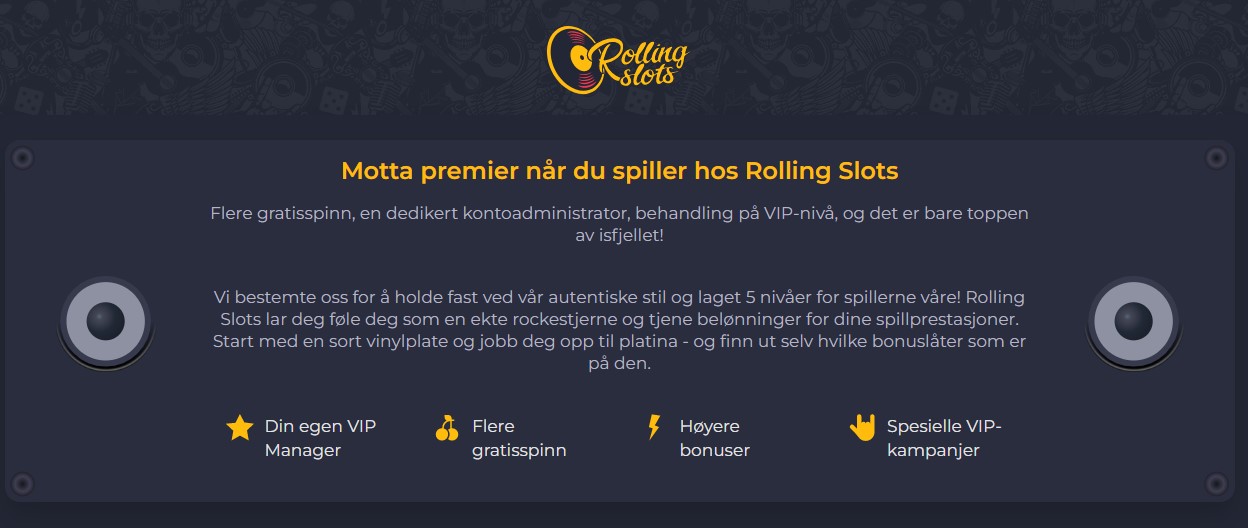 rolling slots casino norge vip program