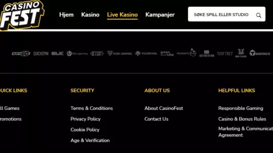 casino fest spillutviklere og info