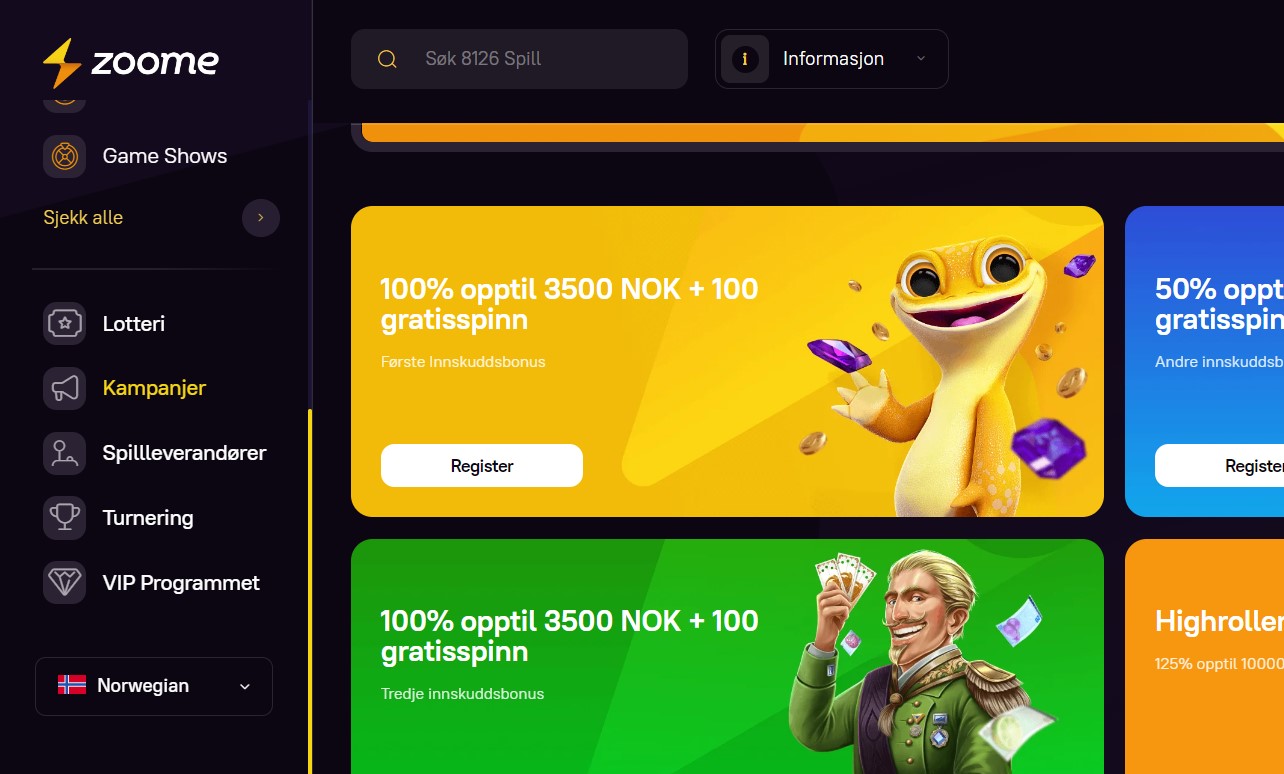 zoome casino bonuser og kampanjer