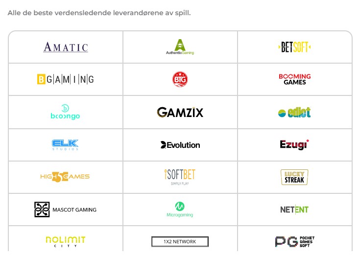 spillutviklere hos pledoo casino