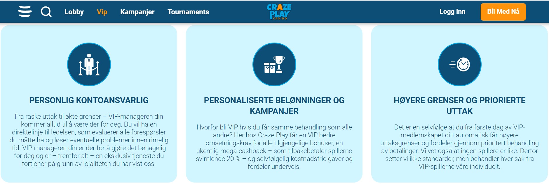 craze play casino vip program