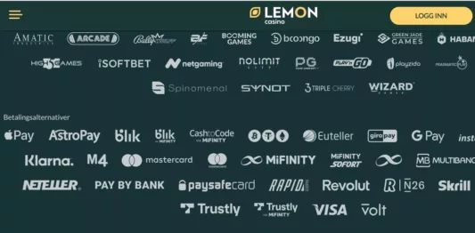 lemon casino betalingsmetoder og spilleverandører