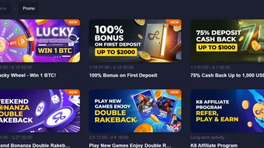 k8 casino kampanjer og bonuser