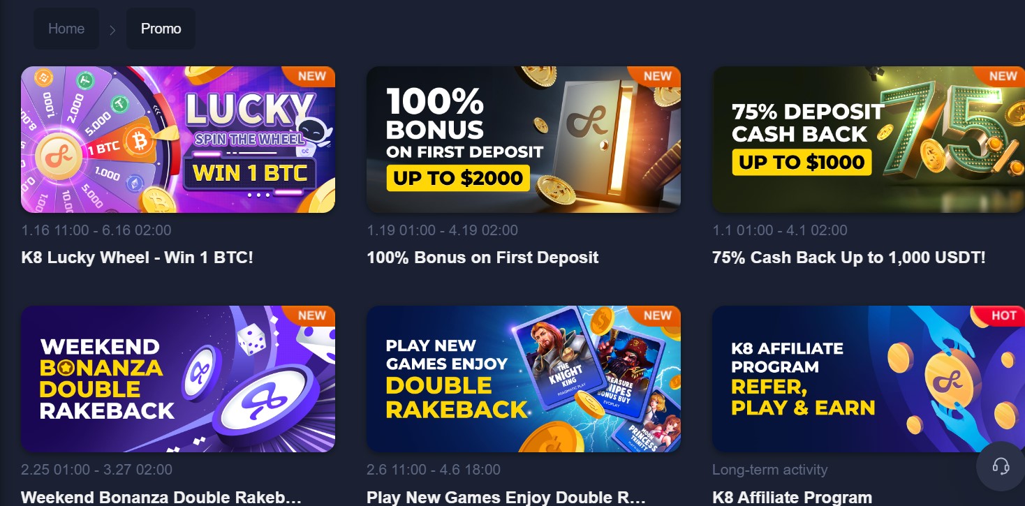 k8 casino kampanjer og bonuser