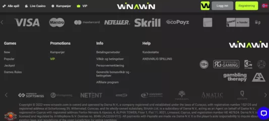 winawin betalingsmetoder og informasjon
